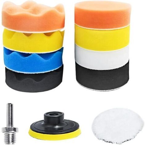 11-teiliger Auto-polierschwamm, Polierpad-pads, Polierschwamm-set, M10-bohrer-polierpad, 80-mm-polierpad, Bohrer-adapter Und Wollwachs-pads