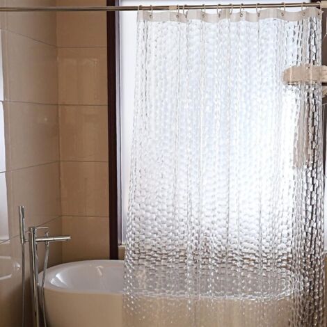 Anti-schimmel-duschvorhang 180 X 200 Cm, 3d-halbtransparente Eva-waschbare Duschvorhänge Mit 12 Haken, Wasserdicht, Antibakteriell, Schnell Trocknend, Für Badewanne, Badezimmer