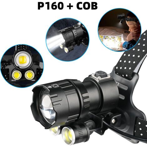 Frontlampe, Einstellbare Led-phase + Cob Mit Starker Usb-ladephase, Montage Auf Der Halterung Mit Ausziehbarem Zoom-teleskop