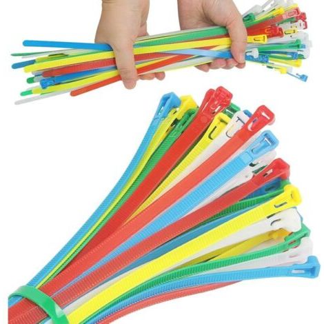 100er-pack Wiederverwendbare Kunststoff-kabelbinder, 5 Farben, 300 X 8 Mm, Für Zuhause, Büro Und Garten