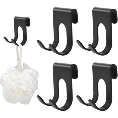 Set Mit 4 Rasiererhalterhaken, Aluminium-duschrasiererhalter, Handtuchhaken Ohne Bohren, Klebehaken Für Bad- Und Küchenorganisator (schwarz)