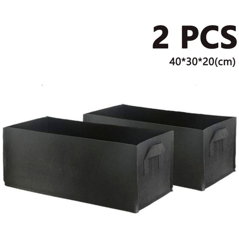 2er Set Pflanztaschen Pflanzsack Aus Vliesstoff Mit Griffen Croissanttasche Für Kartoffeln, Tomaten Und Erdbeeren, Schwarz, 40x30x20cm