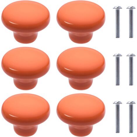 6 Stück Keramik-möbelknöpfe, Runde Keramik-schrank- Und Schubladenknöpfe, Griffe Für Bibliothek, Küchenschränke (orange)