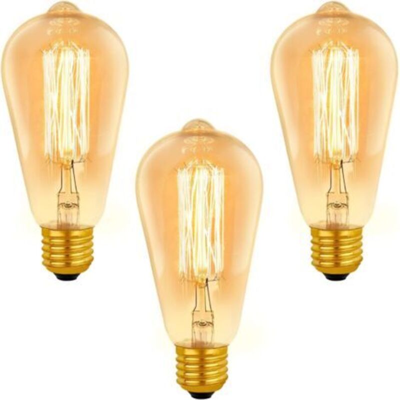 E27 Vintage-glühbirne, St64, Dimmbar, 40 W, Warmweiß 2200 K, 400 Lm, Ac 220 V, Retro-glühlampe, E27 Vintage-glühlampe Für Dekorative Beleuchtung, 3 Stück