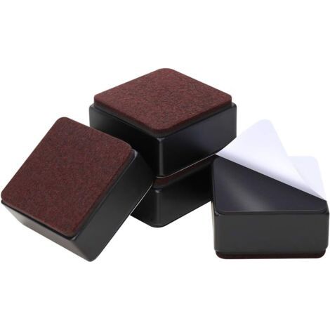 3 Cm Bett- Und Möbelerhöhung, Quadratisch Und Robust, 6 Cm Breite, 3 Cm Zusätzliche Höhe, Trägt 9.000 Kg, Schützt Teppiche Und Böden Vor Kratzern (4er-pack, Schwarz)