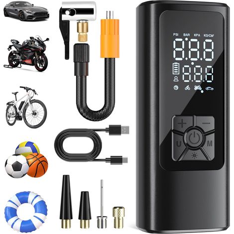 Auto-reifenfüller, Kabelloser Tragbarer Luftkompressor, 150 Psi (10,3 Bar), Elektrischer Reifenfüller, Fahrradpumpe, Schnelles Aufpumpen, Automatische Abschaltung, Led, Für Auto, Motorrad, Fahrrad, Ba