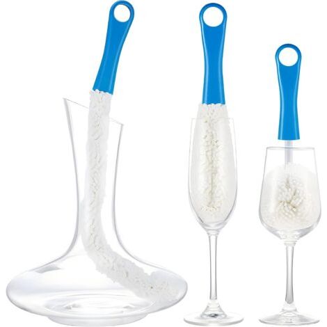 3 Stück Weindekanter-reinigungsbürste, Weiche Reinigungsbürste, Glaswaren-dekanter-reinigungsbürste Für Weinglas, Champagnergläser, Flaschen