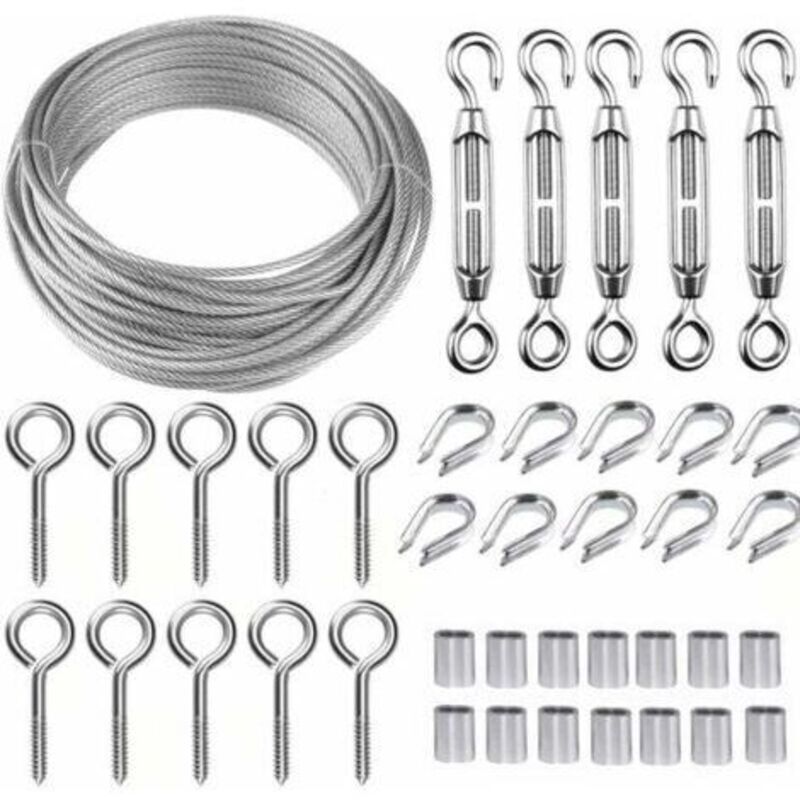 Kit Aus Edelstahl-metallkabel, 30 M/2 Mm – Robustes M5-kabel, Kabeldurchführung, Kabelschutz Für Gefährliche Pflanzen