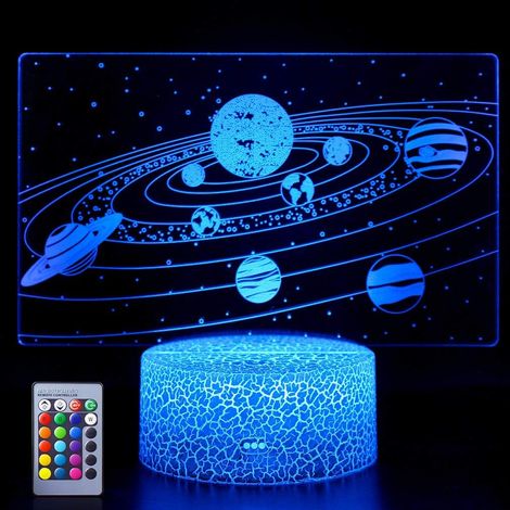 Sonnensystem-nachtlicht Für Kinder, 3d-illusions-led-licht Für Kinderzimmer, Fernbedienung, 7 Farben Wechselnd Und Dimmbar, Weihnachtsgeschenk Für Mädchen Und Jungen, Heimdekoration