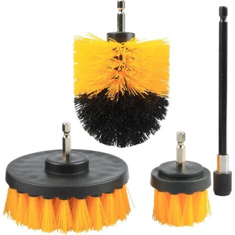 Set Mit 4 Rotierenden Bohrbürsten: Reinigung Von Auto, Küche Und Bad Mit Verlängerung.