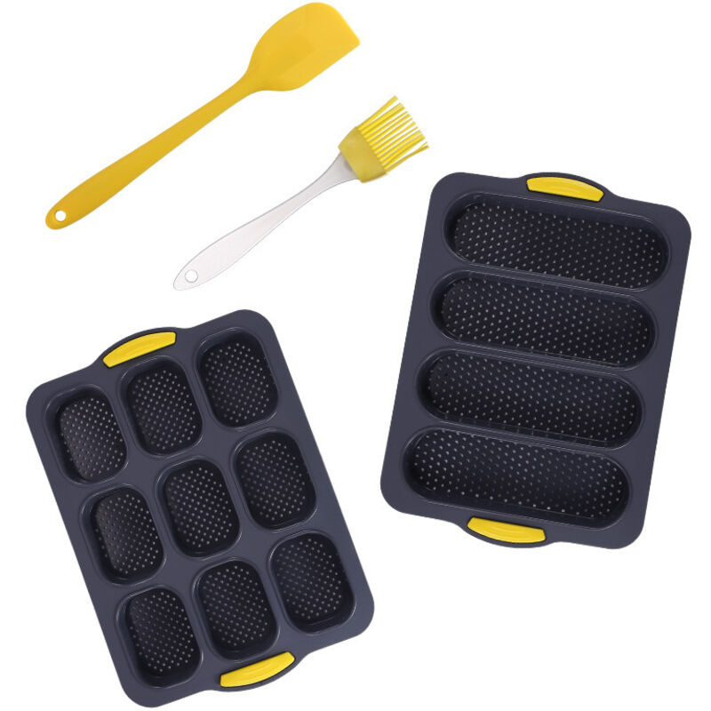 Set Mit 2 Baguetteformen Aus Silikon, Mit 2 Bürsten, Schwarz