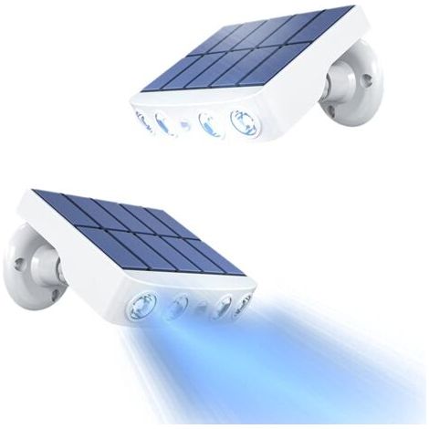 Lampe Solaire Exterieur,[2 Stück] Lampe Solaire Exterieur Detecteur De Mouvement,360° Spot Solaire Exterieur [1200mah] Étanche Lanterne Solaire Exterieur Jardin (weiß)