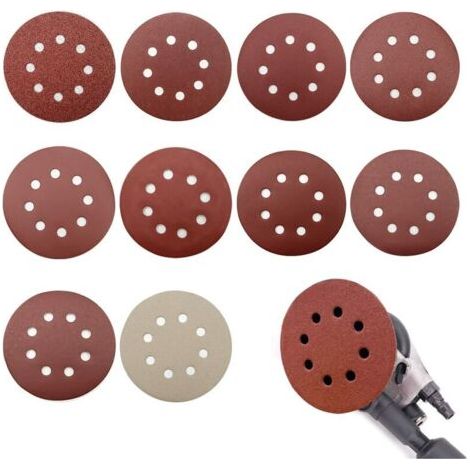 Ponçage-scheiben 100 Stück, Schleifscheiben 125 Mm, Körnung 80/180/240/400/800/1000/1200/1500/2000/3000, Für Orbitale Schleifscheiben, Ideal Für Poncer, Polir, Dérouiller (8 Trous)