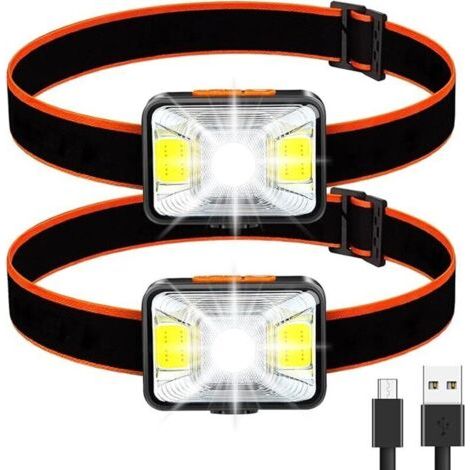 Leistungsstarke Frontlampe [2er-set], Wiederaufladbare Led-frontlampe Über Usb, 2000 Lumen, 5 Beleuchtungsmodi, Weißes Und Rotes Licht, Ipx5-schutz Für Die Fischerei, Camping, Unterricht
