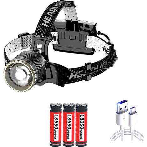 Wiederaufladbare Led-stirnlampe, Ultrahell (12.000 Lumen), 3 Beleuchtungsmodi, Mit Gestensensor, Ideal Zum Laufen, Joggen, Angeln Und Camping.