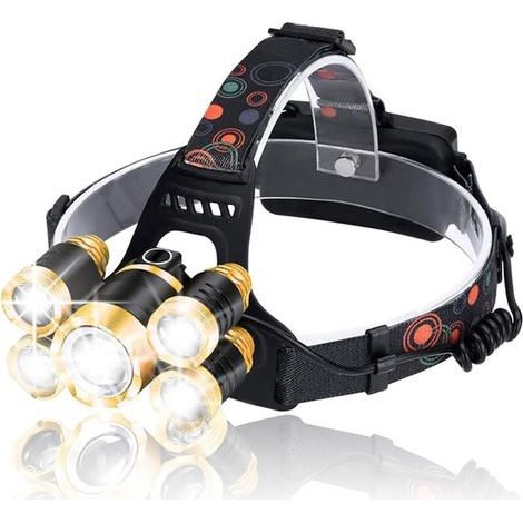 Wiederaufladbare Stirnlampe, Ipx4 Wasserdicht, Um 90° Verstellbare Taschenlampe, Perfekte 5-led-stirnlampe