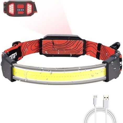 Wiederaufladbare Led-stirnlampe, Wasserdichte Frontlampe Mit Roten Rücklichtern Für Camping, Angeln, Joggen