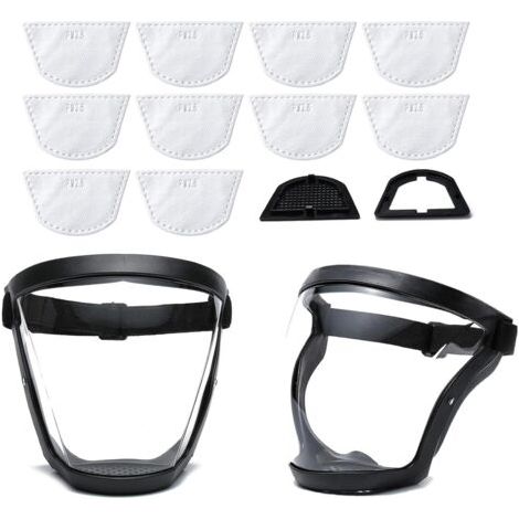2 Vollgesichtsmasken, Transparente Maske Für Erwachsene, Wiederverwendbare Maske Mit 10 Baumwollfiltern, Leicht Austauschbar