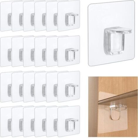 24 Stück Selbstklebende Regalhalterungen, 6 X 6 Cm Regalstützstifte, Transparente Regalhalterungen, Selbstklebende Wandhalterungen
