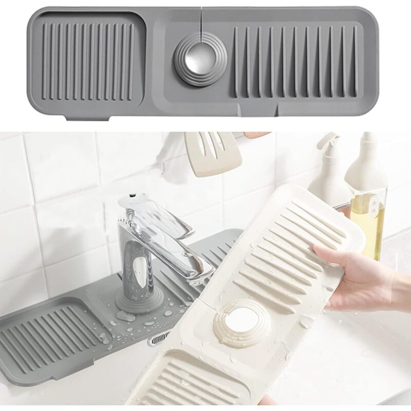 Silikon-wasserhahn-abtropfmatte, Spritzschutz, Für Küche, Bad Und Arbeitsplatte (grau)