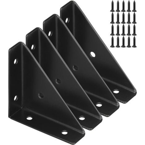 Set Mit 4 Robusten Dreieckshalterungen, Eckhalterungen Und Regalhalterungen Für Tisch- Und Bettgestell, Schwarz