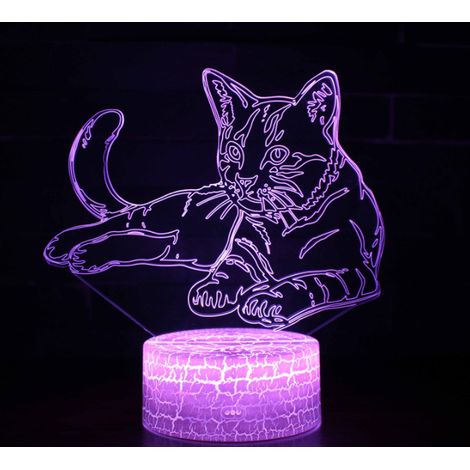 3d-katze-led-nachtlicht Mit Optischer Täuschung Für Kinder, Nachttisch-/schreibtischlampe, Geschenk Für Mädchen Und Jungen, 16 Farben Mit Fernbedienung –