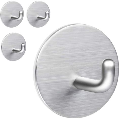 4er-pack Selbstklebende, Robuste Haken Zum Aufhängen Von Waschlappen, Wasserdichte Badezimmerhaken, Nagelfreie, Abnehmbare Wandhaken, Silberfarbener Edelstahl –