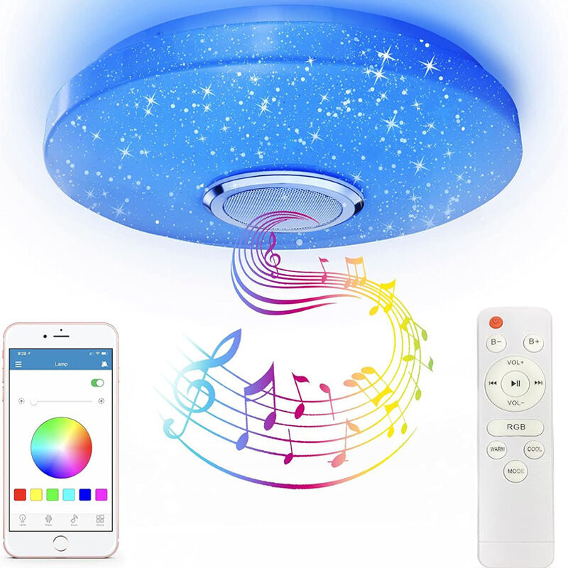 36 W Rgb-led-deckenleuchte Mit Bluetooth-lautsprecher, 12 Zoll Farbwechsel-deckenleuchte Kalt/warm/weiß Mit App Und Fernbedienung, Wasserdichte Deckenleuchten Für Kinderzimmer, Flur