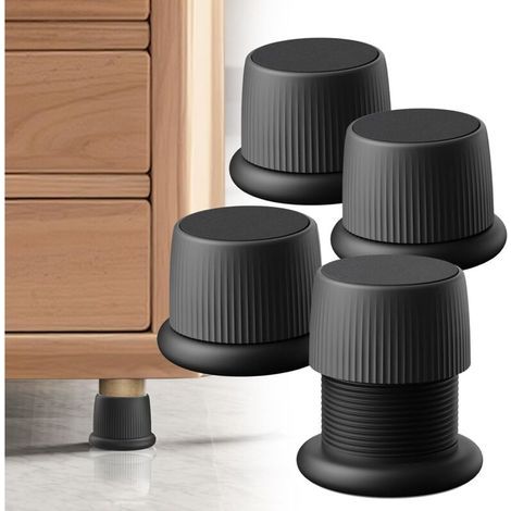 1,6–2,6 Zoll Verstellbarer Bettrahmen Für Kleine Möbelerhöhungen, Wie Tisch- Und Stuhlerhöhungen, Schwarz, 4er-set
