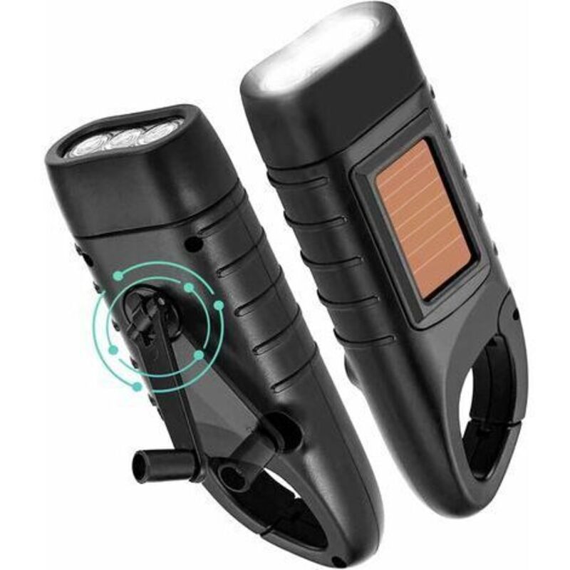 Pr Handkurbel-taschenlampe, 2 Stück, Solar-handkurbel-taschenlampe, Wiederaufladbare Led-dynamo-taschenlampe Mit Handkurbel, Notfall-kurbellampe Für Stromausfall, Camping Im Freien [energieklasse A]