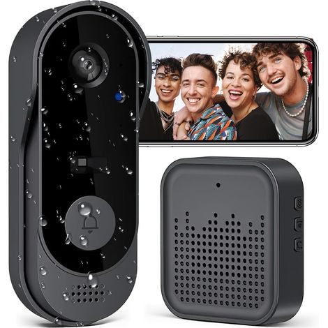 Drahtlose Türklingel Mit Kamera, 1080p Wifi Wasserdichte Türklingel, Batteriebetriebene Drahtlose Video-türsprechanlage Mit Glockenspiel, Zwei-wege-audio