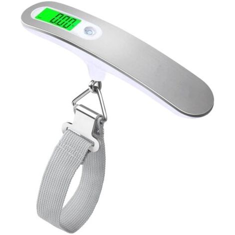 Reisegepäckwaage, 110 Pfund, Digitale Gepäckwaage, Tragbare Handwellenwaage Mit Netzband Für Den Außenbereich (weißer Runder Schlüssel Und Grüne Hintergrundbeleuchtung).