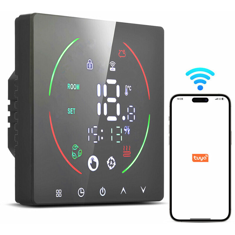 Smartes Thermostat, 16 A Fußbodenheizungsthermostat, Ac90–240 V-fernbedienung, Timer-einstellungen, Programmierbare Ip20-led-anzeige Für Büro