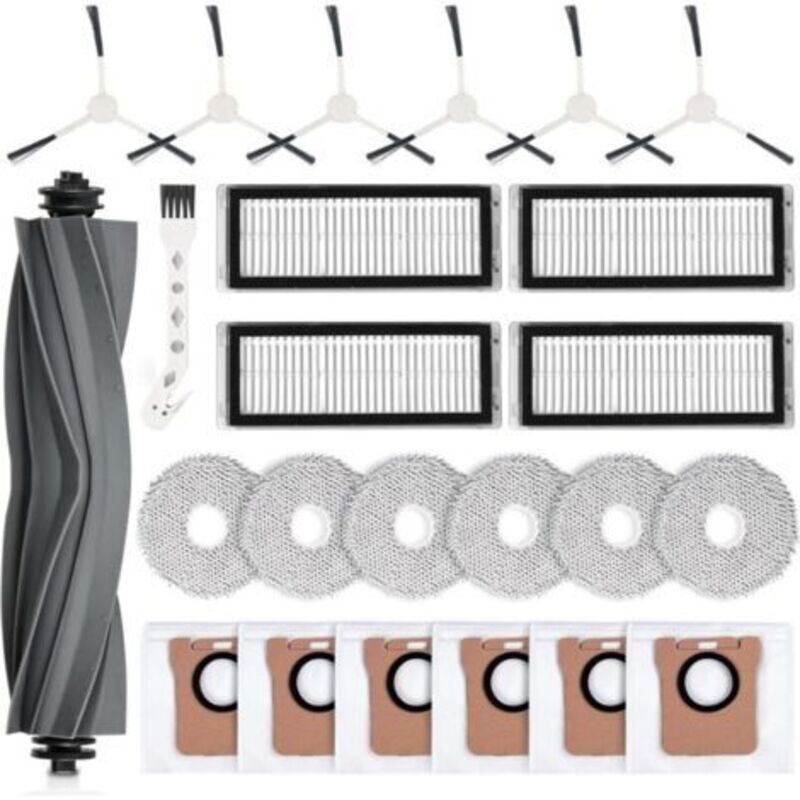Pr 24 Zubehör Für Dreame L20 Ultra / L20 Ultra Complete Saugroboter. 1 Hauptbrosse, 4 Filtres, 6 Chiffons, 6 Sacs À Poussière, 6 Brosses Latérales, 1 Brosse De Nettoyage