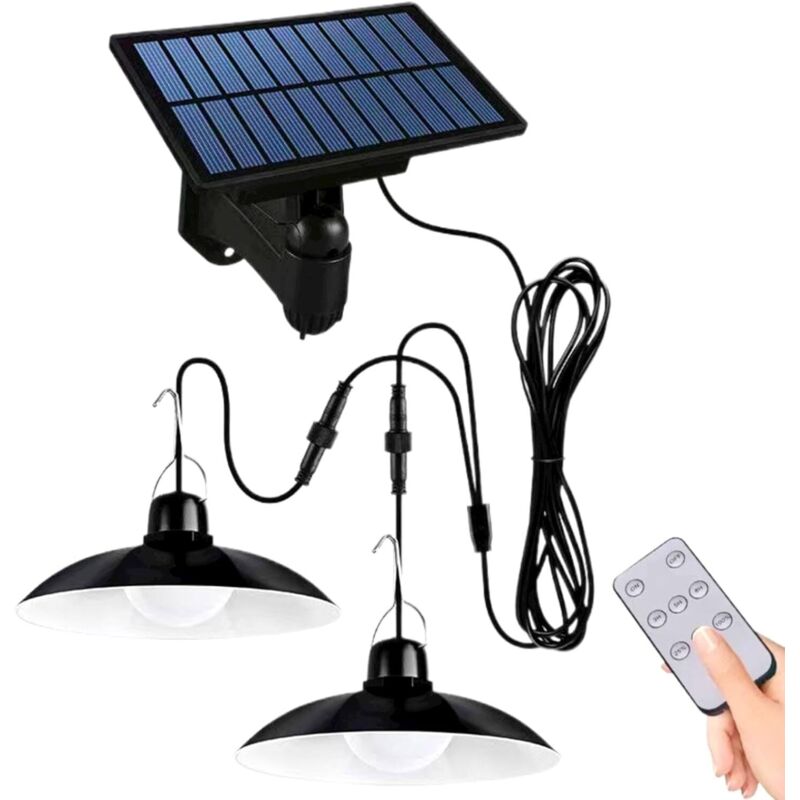 Solar-pendelleuchte Für Gartenhaus, Pavillon, Mit Fernbedienung, Wasserdicht (doppelte Beleuchtung)
