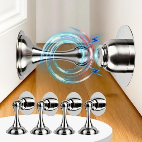 4 Stück Magnetische Türstopper, Edelstahl-türstopper Mit Selbstklebendem Riegel, Verdeckte Schrauben, Für Alle Harten Böden