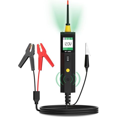 Bt250 12v/24v Kfz-spannungsprüfer, Digitaler Kfz-spannungsprüfer Mit Kurzschlussdetektor Und Farbanzeigen, Für 6–30 V Elektrische Systeme