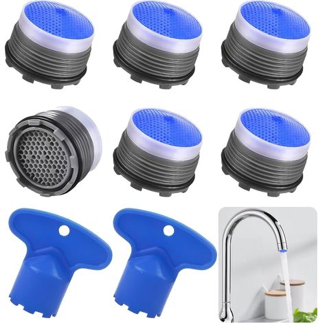 Set Mit 8 Wasserhahnbelüftern, M18,5 Wasserhahn-siebbelüftern Mit 2 Belüftungsschlüsseln