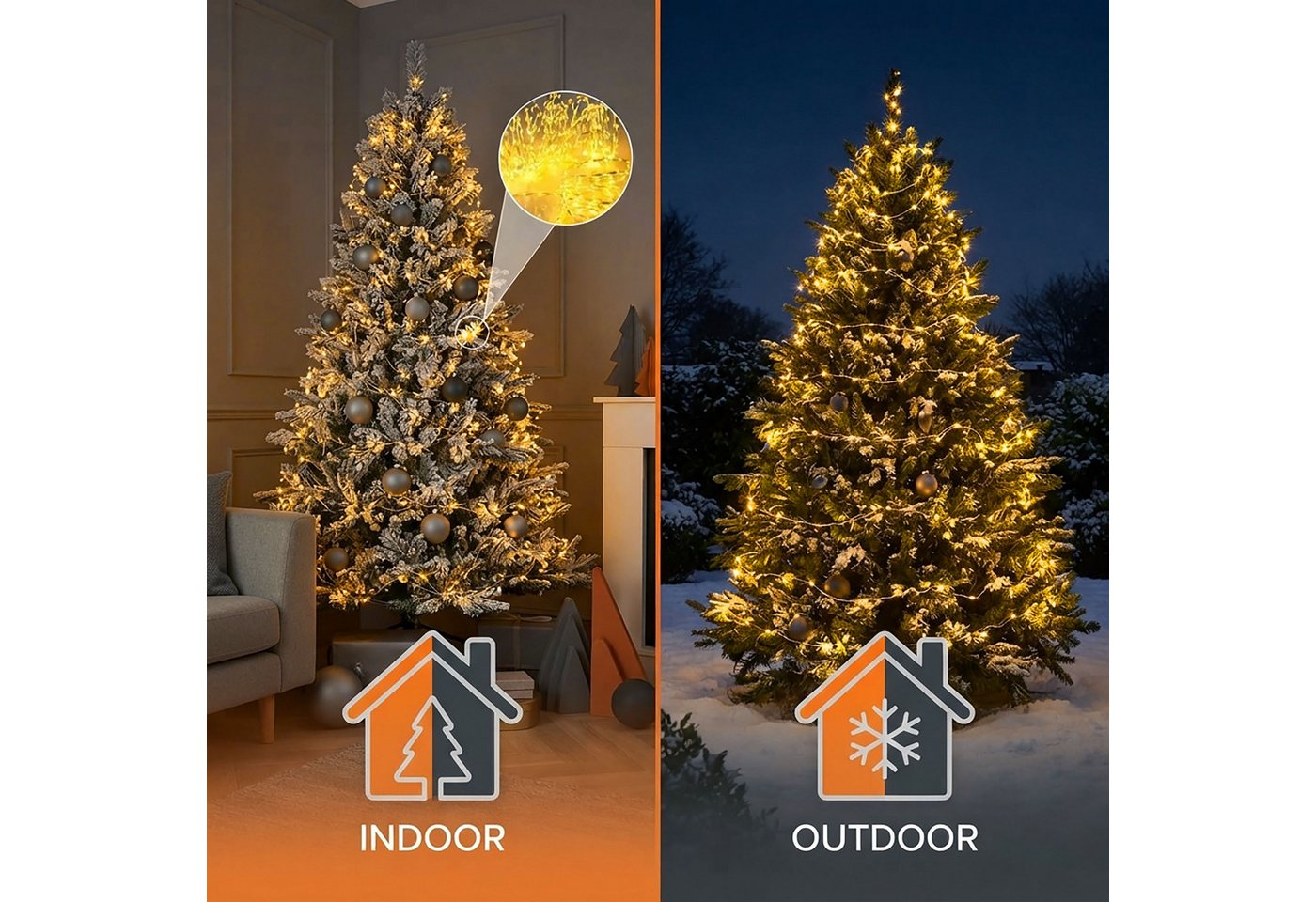 Draht Lichterkette Warm Weiß Extra Dicht Mit Timer Und Funktionen - 567 Led - Leuchtdraht Silber 9 M Für Außen Und Innen Mit Netzstecker Bild 4