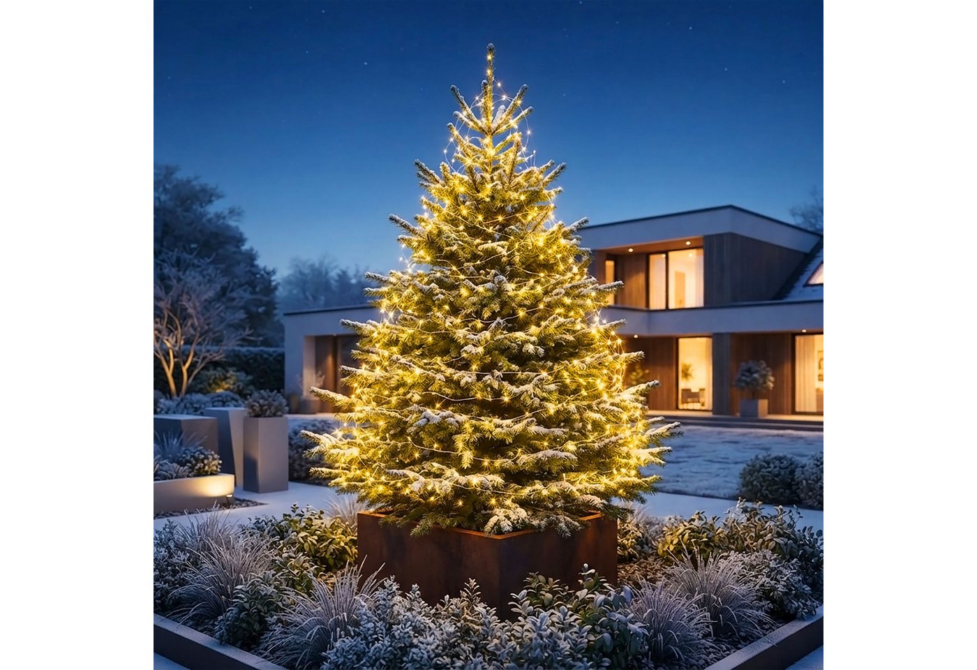 Draht Lichterkette Warm Weiß Extra Dicht Mit Timer Und Funktionen - 567 Led - Leuchtdraht Silber 9 M Für Außen Und Innen Mit Netzstecker Bild 5
