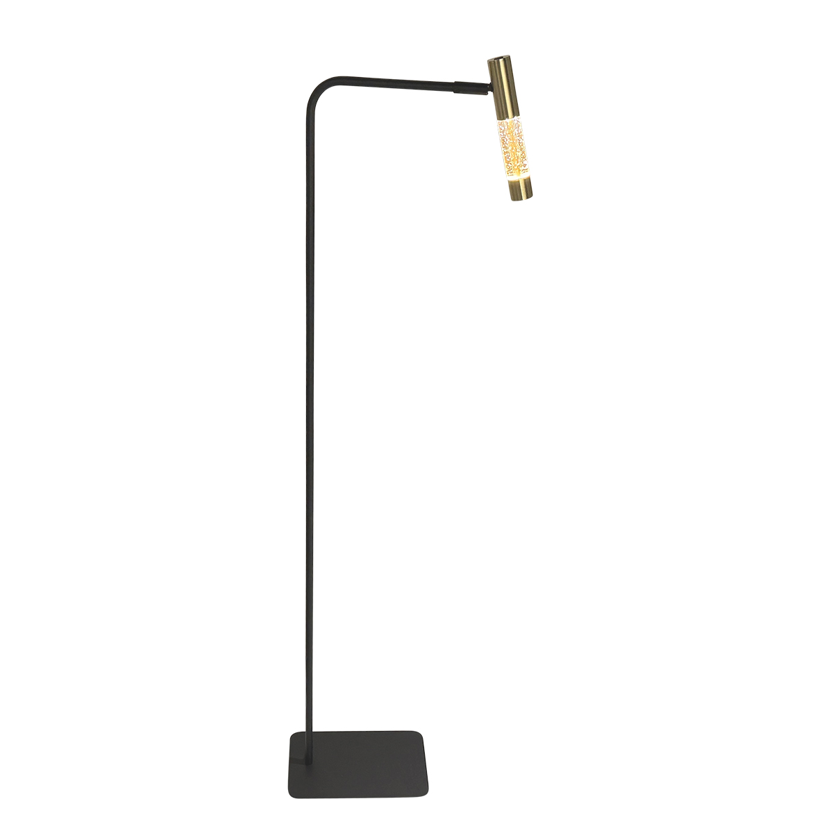 Stehlampe - Messing Schwarz - Alisio - Glas Metall - Designlampe