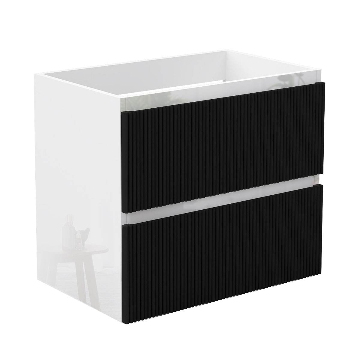 Waschbeckenunterschrank Glänzend Unterschrank Badmöbel Badschrank 60cm Hochglanzweiß+mattschwarz Typ4
