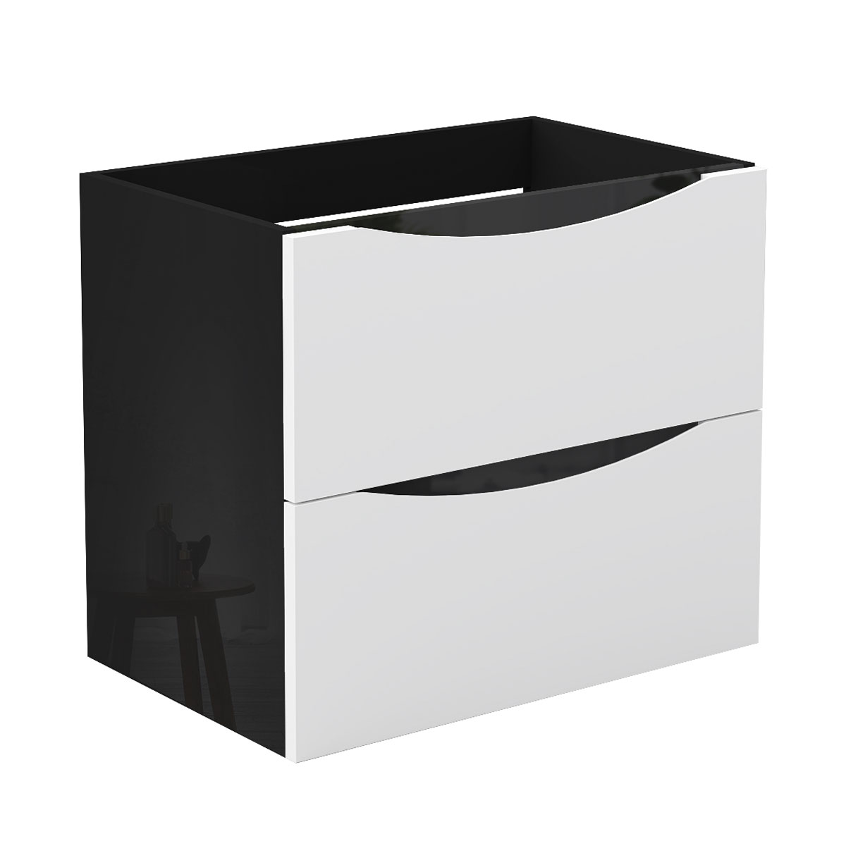 Waschbeckenunterschrank Glänzend Unterschrank Badmöbel Badschrank 60cm Hochglanzschwarz+mattweiß Typ2