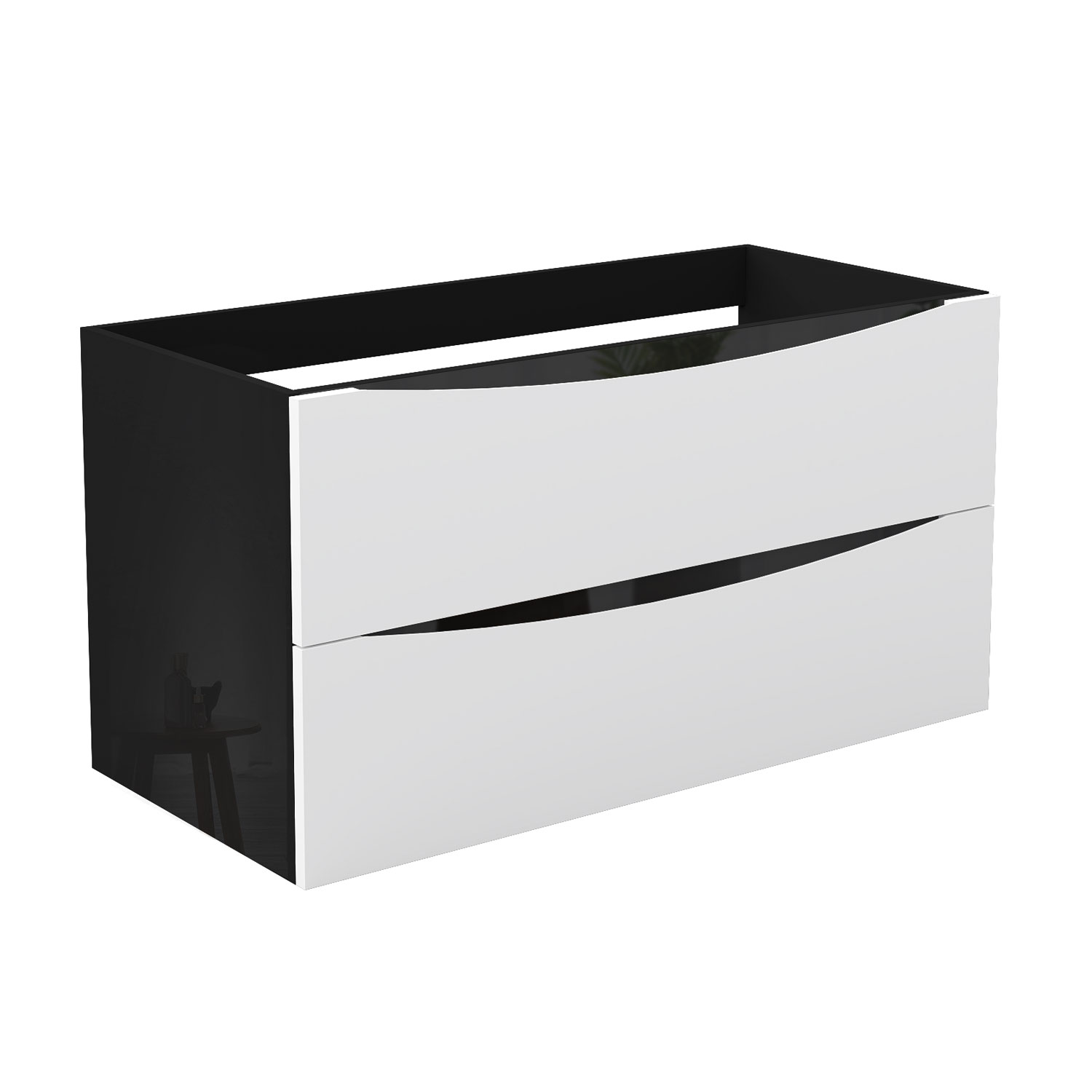 Waschbeckenunterschrank Glänzend Unterschrank Badmöbel Badschrank 80cm Hochglanzschwarz+mattweiß Typ2
