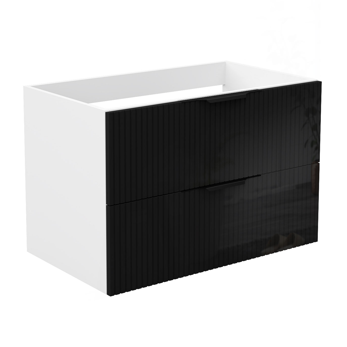 Waschbeckenunterschrank Glänzend Unterschrank Badmöbel Badschrank 100cm Hochglanzweiß+hochglanzschwarz Typ3