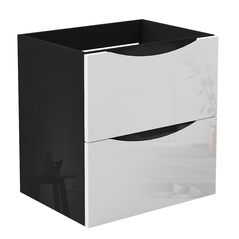 Waschbeckenunterschrank Glänzend Unterschrank Badmöbel Badschrank 50cm Hochglanzschwarz+hochglanzweiß Typ2