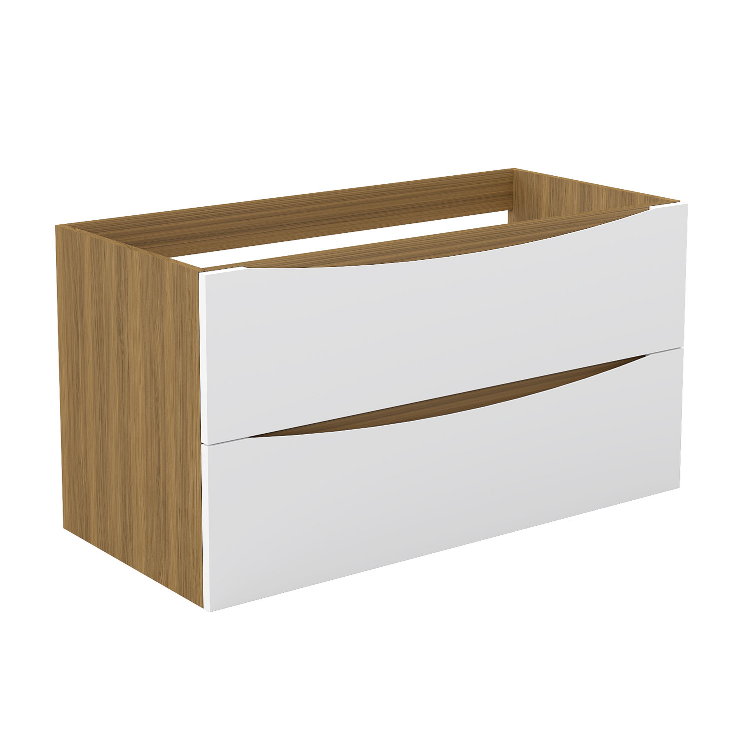 Unterschrank Badmöbel Badschrank Waschbeckenunterschrank 100cm Matt-nussbaum+mattweiß Typ2