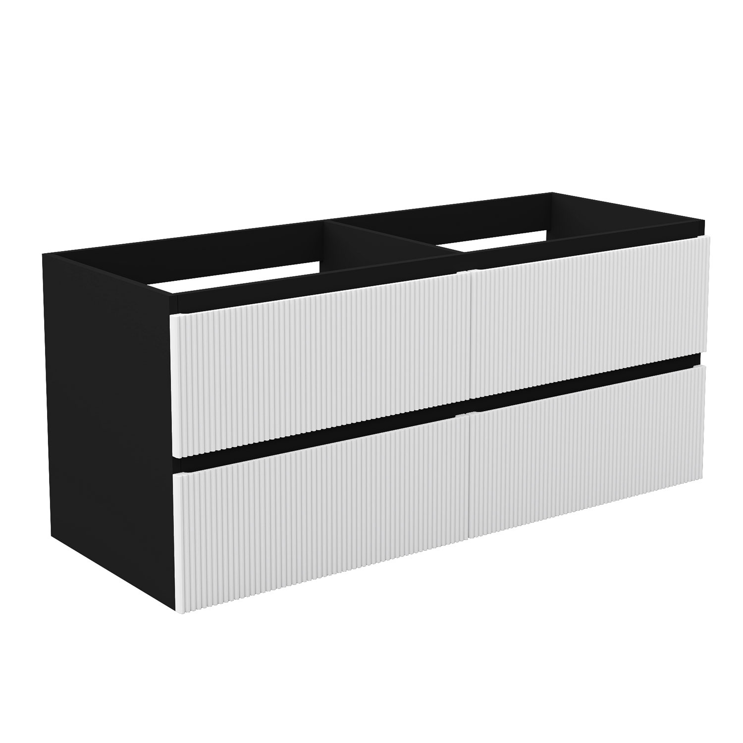 Unterschrank Badmöbel Badschrank Waschbeckenunterschrank 120cm Mattschwarz+mattweiß Typ4