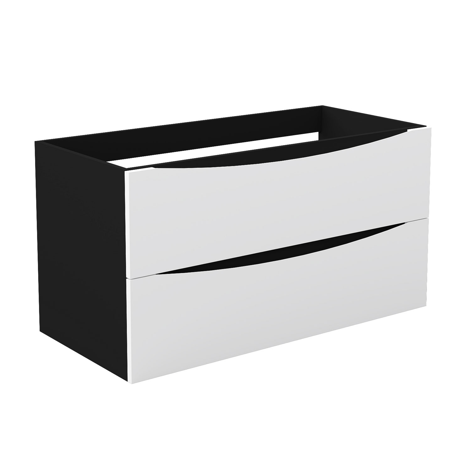 Unterschrank Badmöbel Badschrank Waschbeckenunterschrank 100cm Mattschwarz+mattweiß Typ2