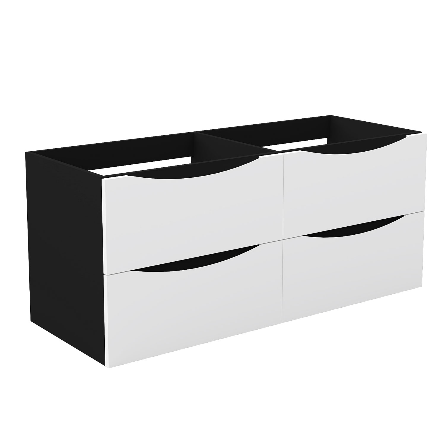 Unterschrank Badmöbel Badschrank Waschbeckenunterschrank 120cm Mattschwarz+mattweiß Typ2